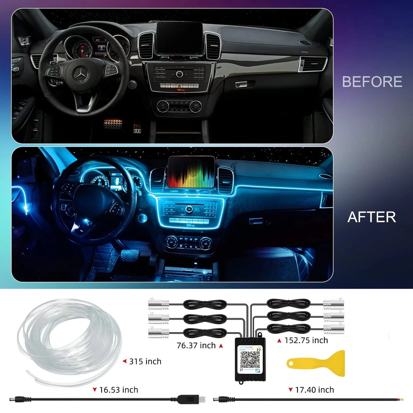 LED Car Interior Ambient Strip Lights