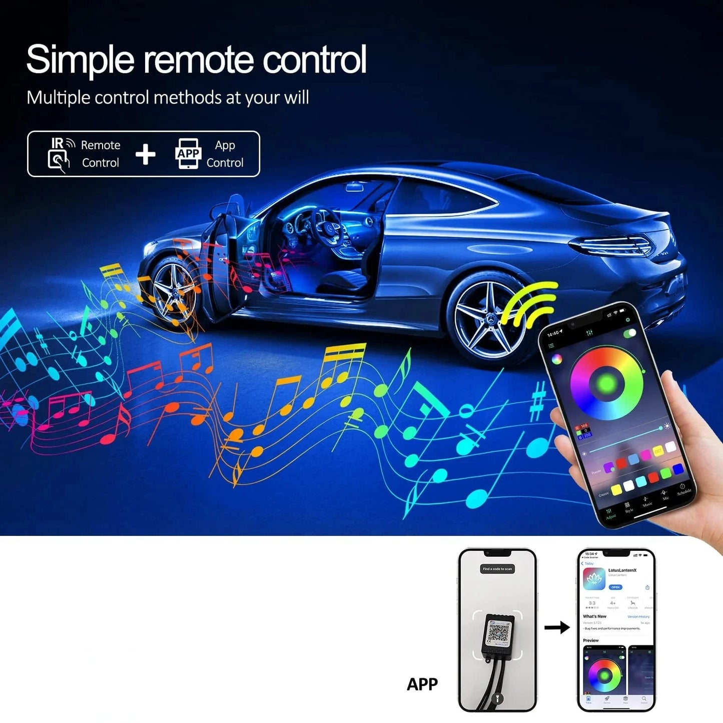 LED Car Interior Ambient Strip Lights