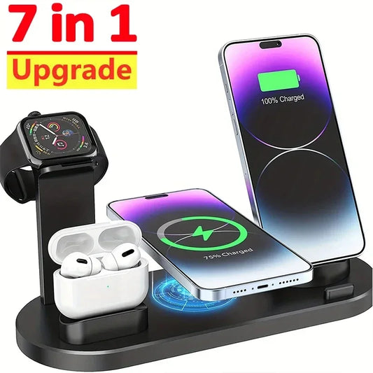 7 In 1 Wireless Charger Stand Pad For iPhone 15 14 13 12 11 X