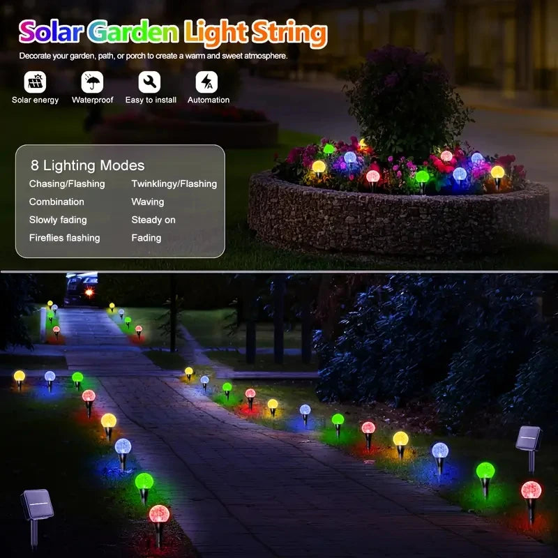 30 LED Solar Bubble Ball Lawn Lights Waterproof