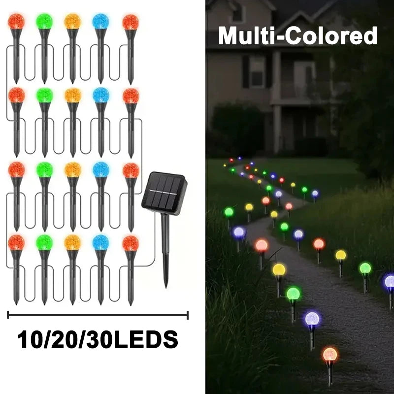 30 LED Solar Bubble Ball Lawn Lights Waterproof