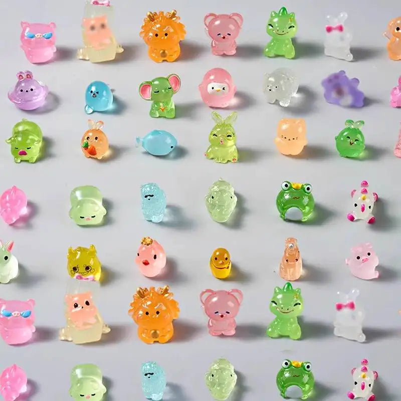 10/20/30/60PCS Glow In The Dark Mini Resin Animals