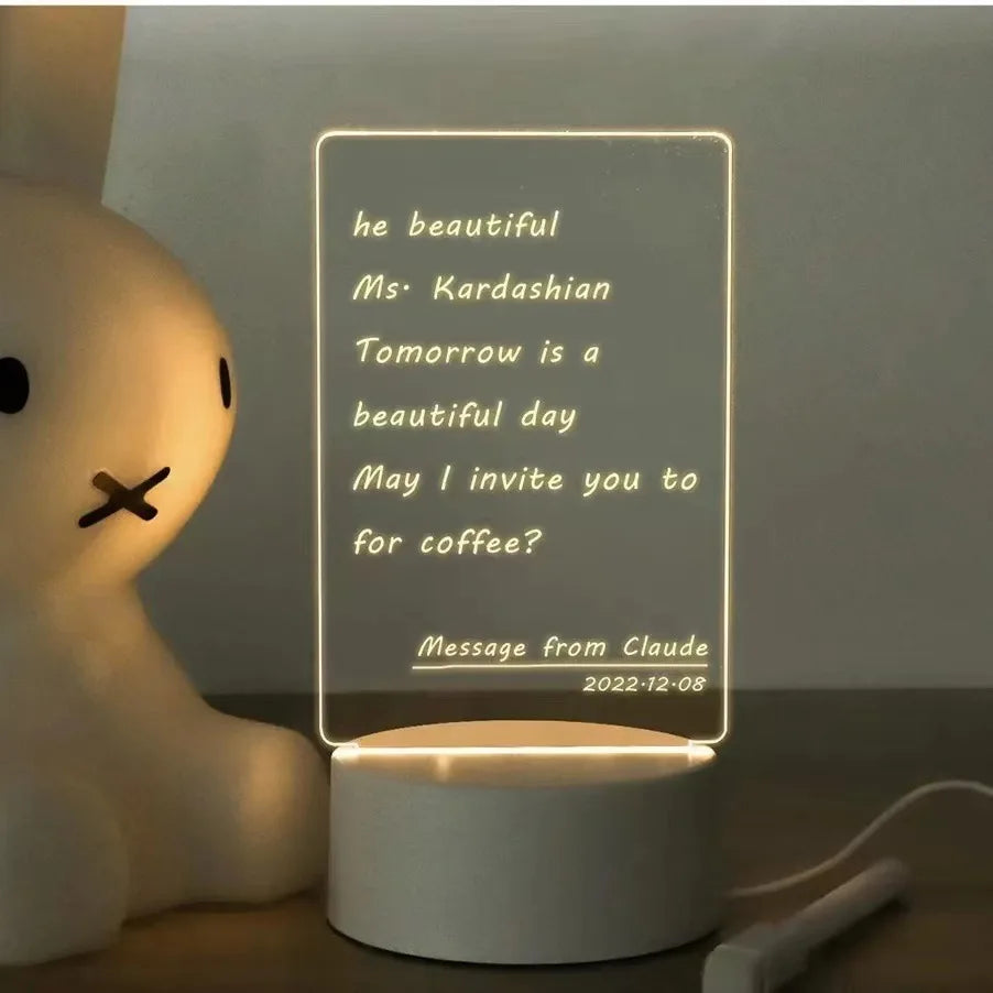 Personalized LED Lamp Acrylic Message Note Board