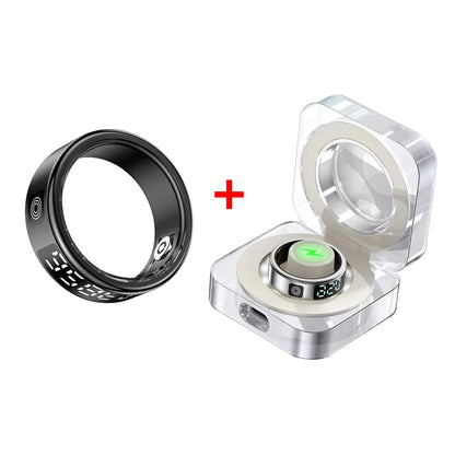 LED Display Screen Smart Ring for Heart Rate Oxygen Sleep Monitoring