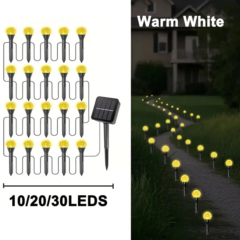30 LED Solar Bubble Ball Lawn Lights Waterproof