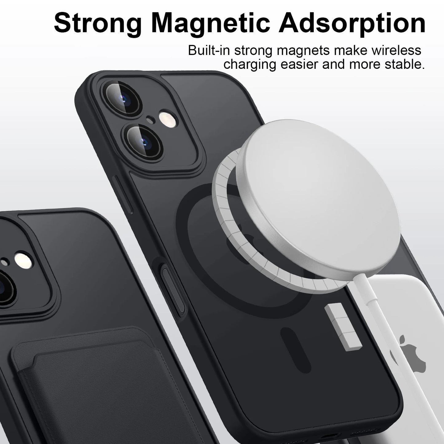Luxury Magnetic Matte Translucent Armor Shockproof Case For iPhone