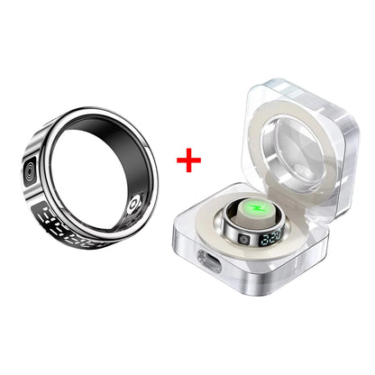 LED Display Screen Smart Ring for Heart Rate Oxygen Sleep Monitoring